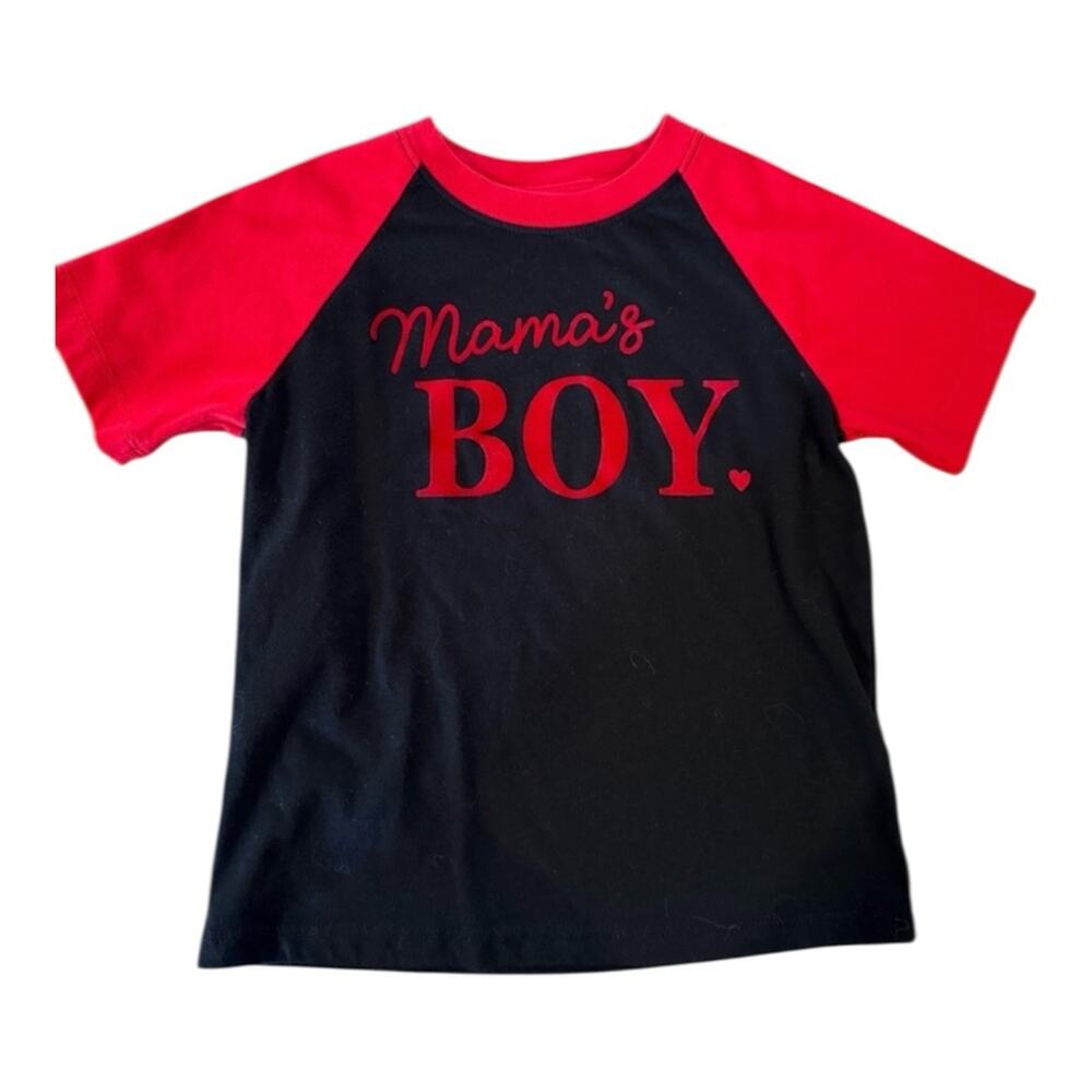 Way to Celebrate Mama’s Boy Valentines Day Red Black Kids Short Sleeve Tee 5T